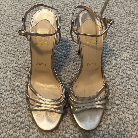 Christian Louboutin Gold Strappy Sandals Size 38 - Picture 3 of 9